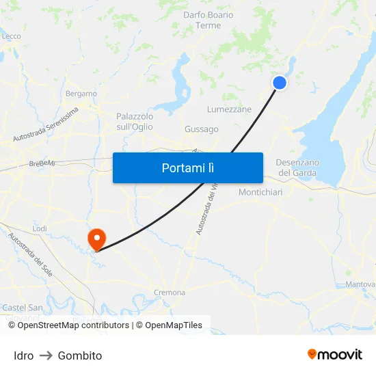 Idro to Gombito map