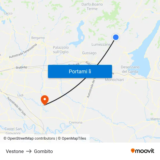 Vestone to Gombito map