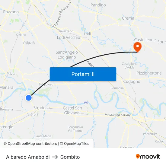 Albaredo Arnaboldi to Gombito map