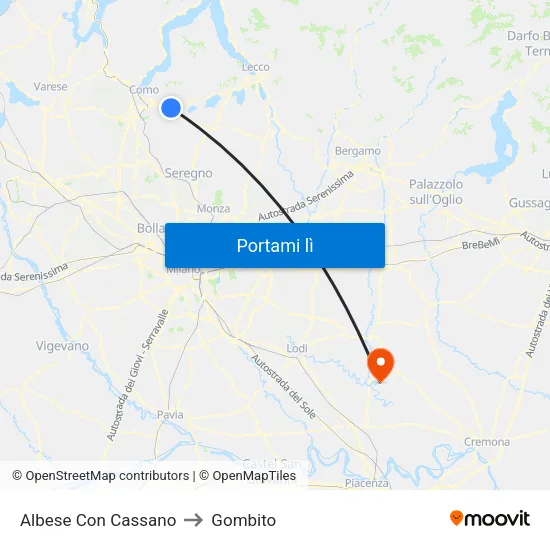 Albese Con Cassano to Gombito map