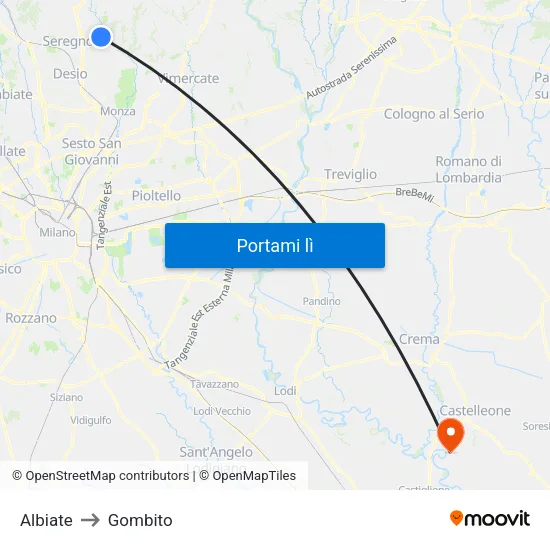 Albiate to Gombito map