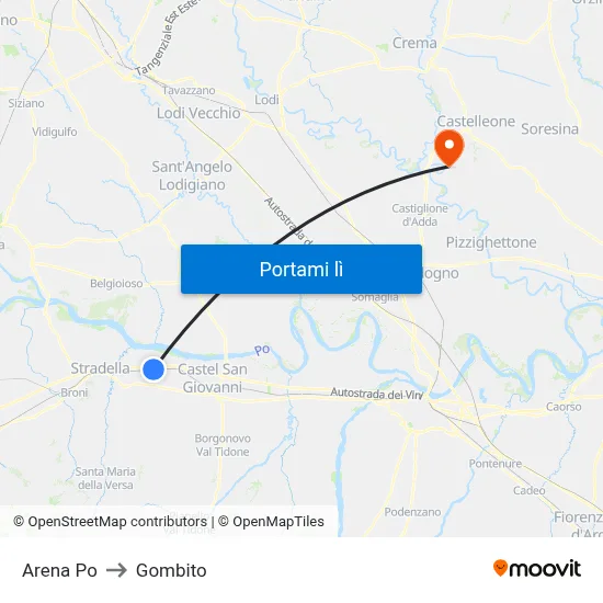 Arena Po to Gombito map