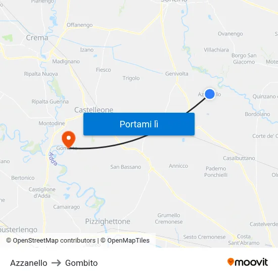 Azzanello to Gombito map