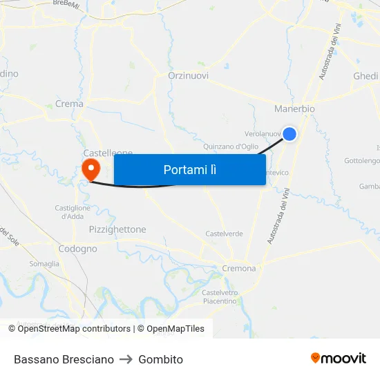 Bassano Bresciano to Gombito map
