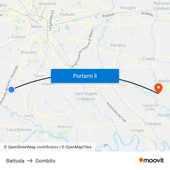 Battuda to Gombito map