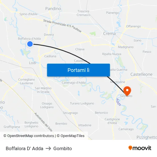 Boffalora D' Adda to Gombito map