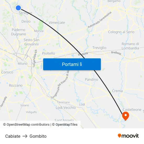 Cabiate to Gombito map
