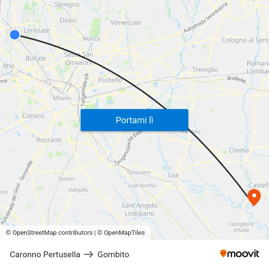 Caronno Pertusella to Gombito map
