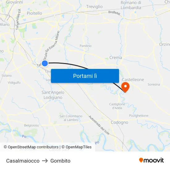 Casalmaiocco to Gombito map