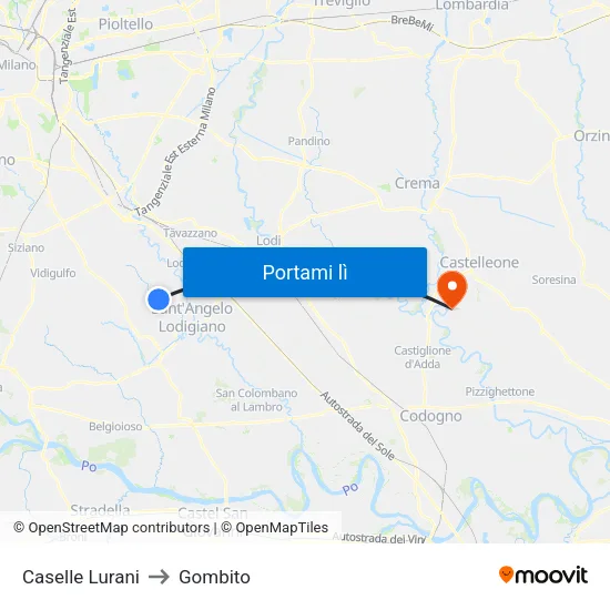 Caselle Lurani to Gombito map