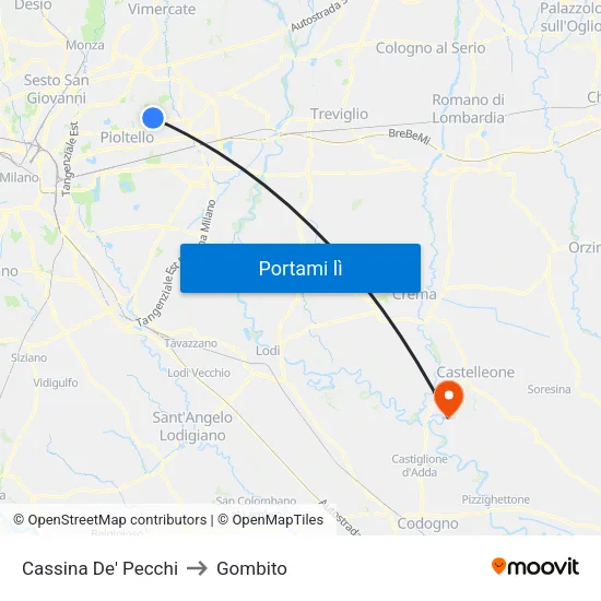 Cassina De' Pecchi to Gombito map