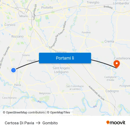 Certosa Di Pavia to Gombito map