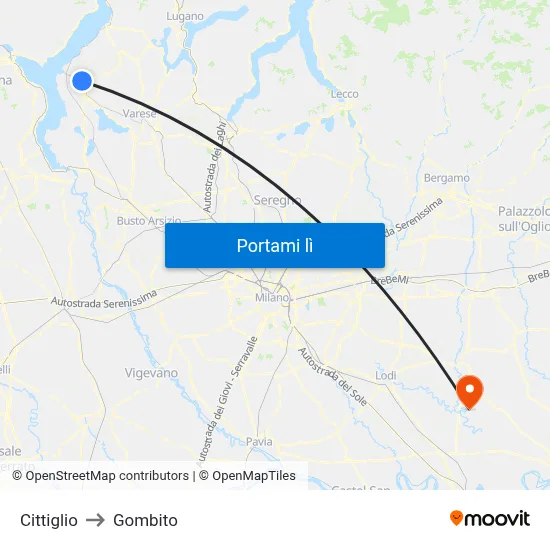 Cittiglio to Gombito map