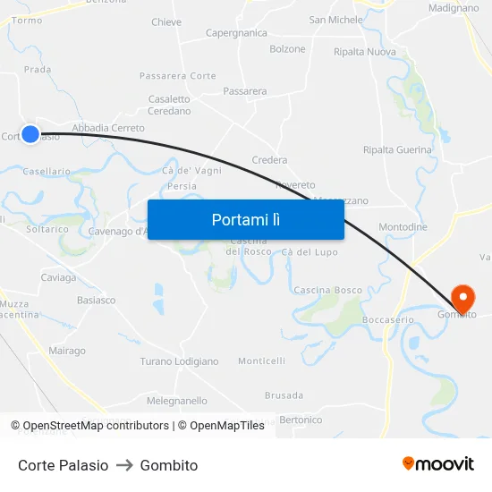 Corte Palasio to Gombito map