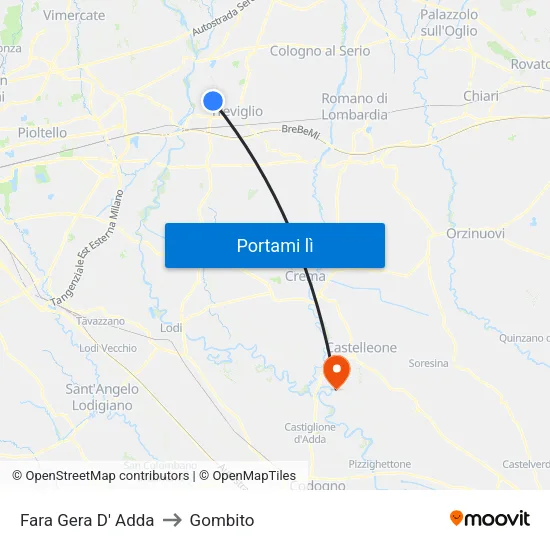 Fara Gera D' Adda to Gombito map