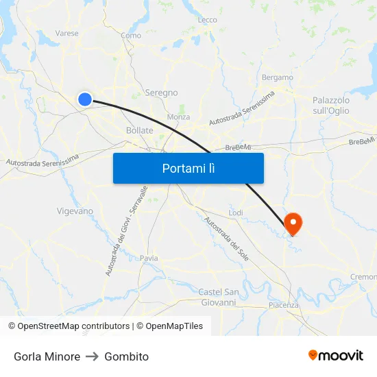 Gorla Minore to Gombito map