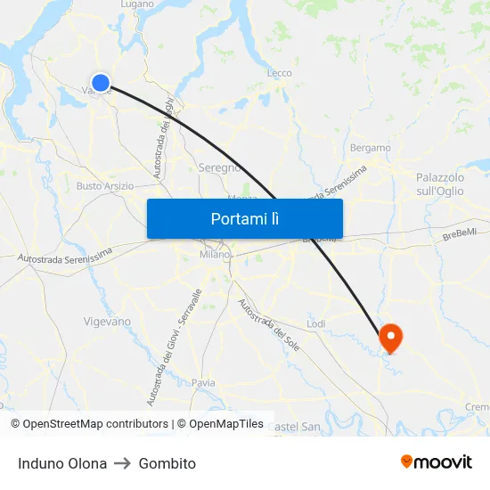 Induno Olona to Gombito map