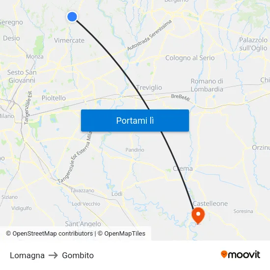Lomagna to Gombito map