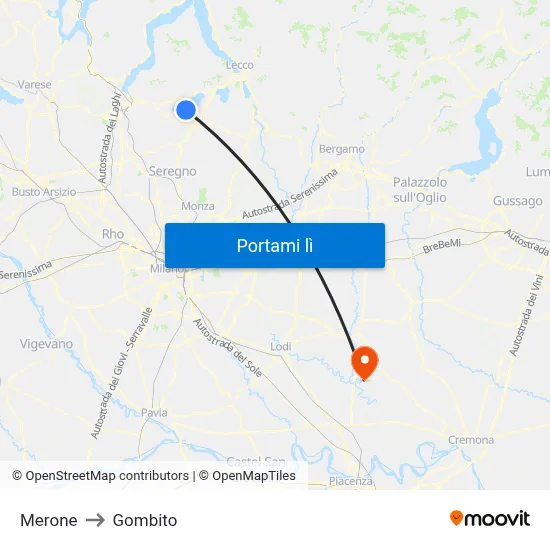 Merone to Gombito map