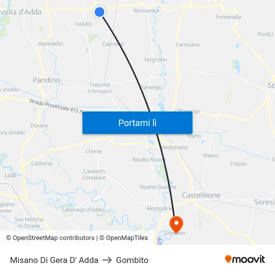 Misano Di Gera D' Adda to Gombito map