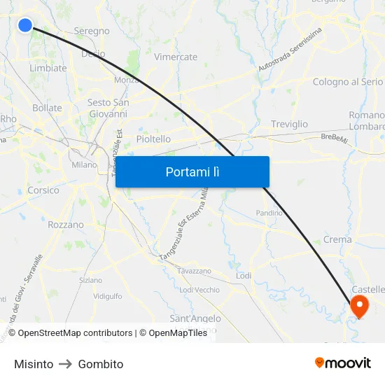 Misinto to Gombito map
