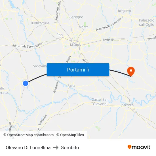 Olevano Di Lomellina to Gombito map