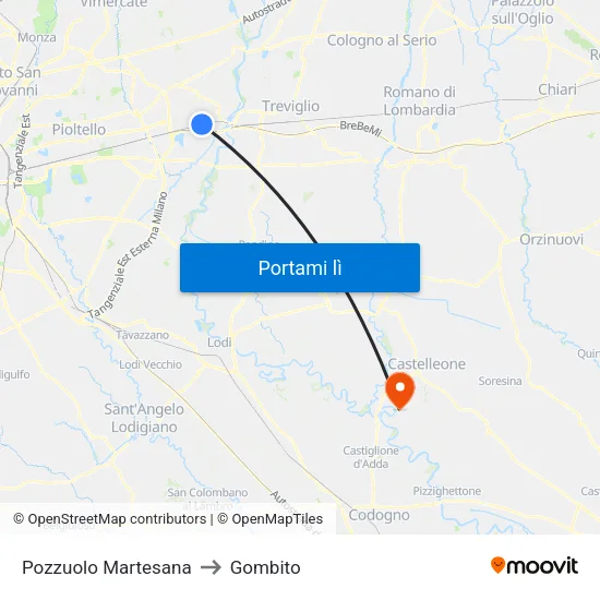 Pozzuolo Martesana to Gombito map