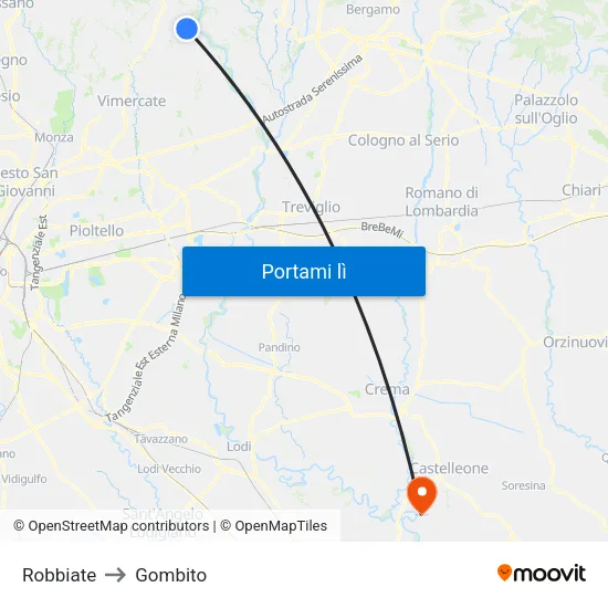 Robbiate to Gombito map
