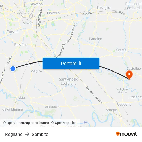 Rognano to Gombito map