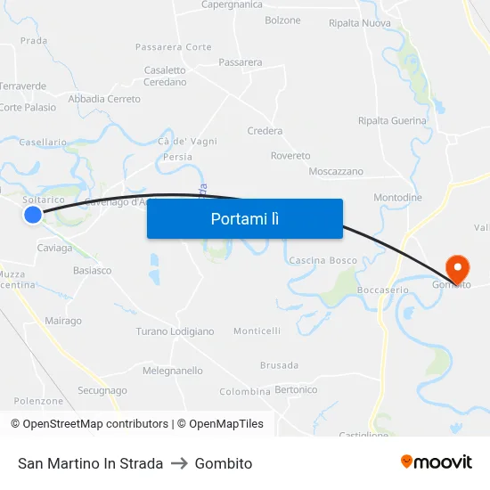 San Martino In Strada to Gombito map
