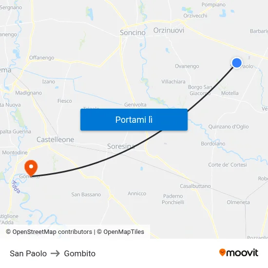 San Paolo to Gombito map