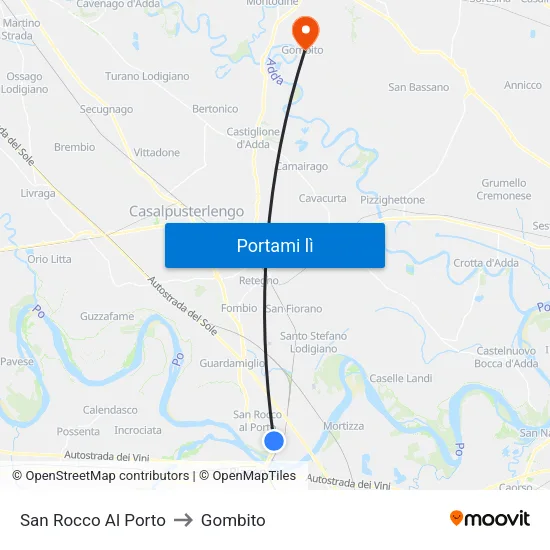 San Rocco Al Porto to Gombito map