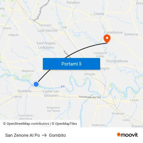 San Zenone Al Po to Gombito map