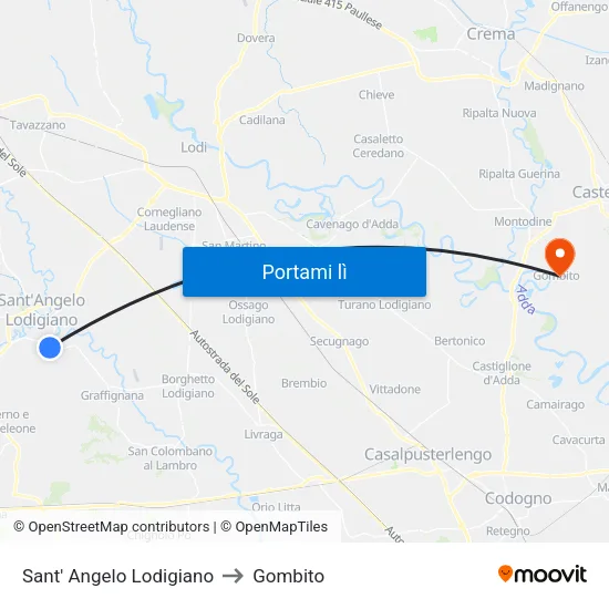 Sant' Angelo Lodigiano to Gombito map