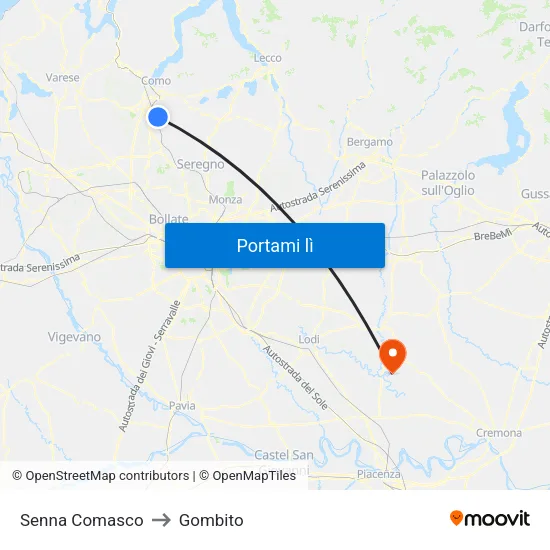 Senna Comasco to Gombito map