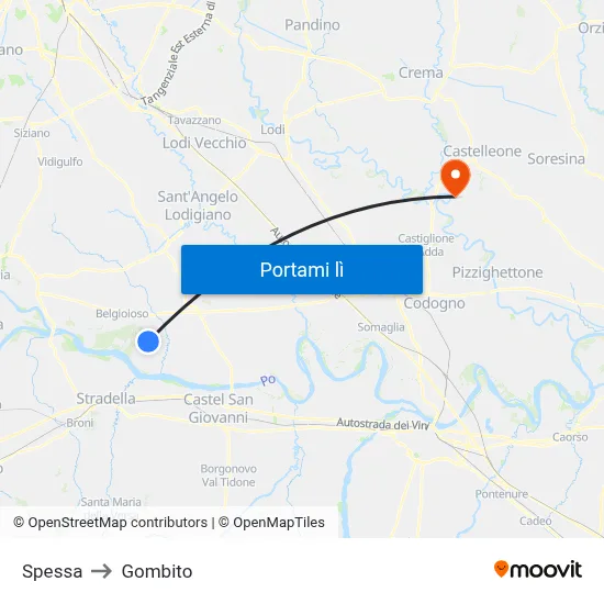 Spessa to Gombito map