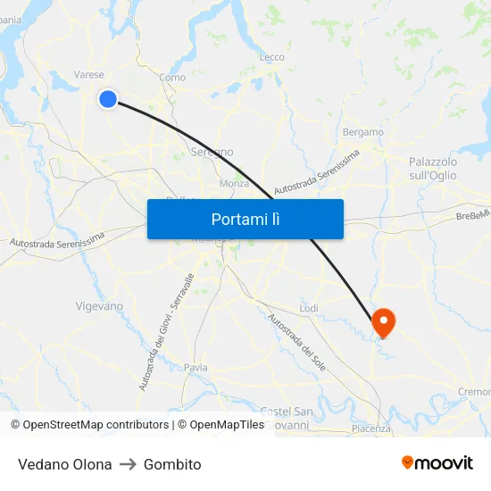 Vedano Olona to Gombito map