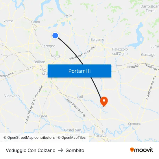 Veduggio Con Colzano to Gombito map