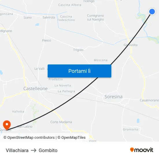 Villachiara to Gombito map