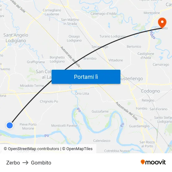 Zerbo to Gombito map