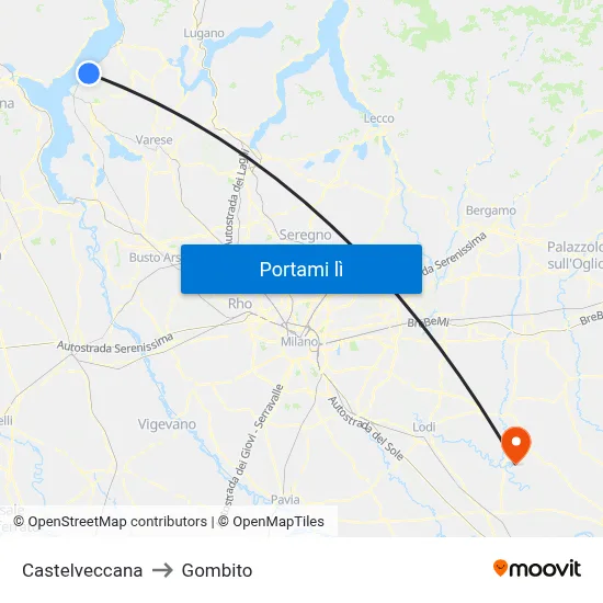 Castelveccana to Gombito map