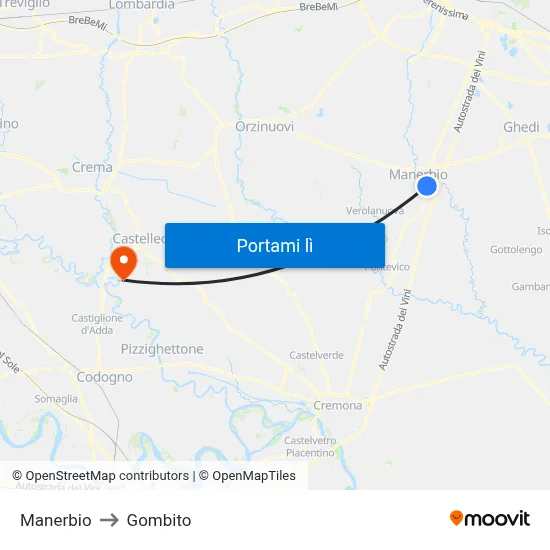 Manerbio to Gombito map