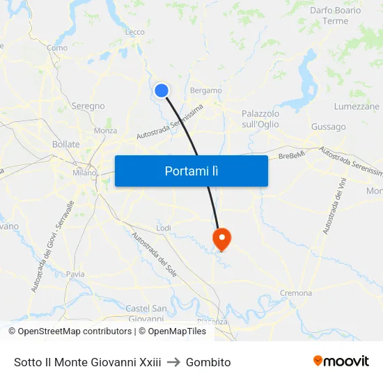 Sotto Il Monte Giovanni Xxiii to Gombito map