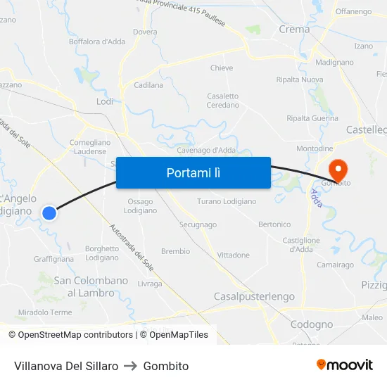 Villanova Del Sillaro to Gombito map
