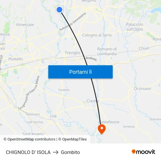 CHIGNOLO D' ISOLA to Gombito map