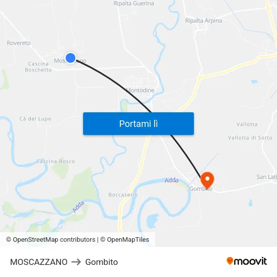 MOSCAZZANO to Gombito map