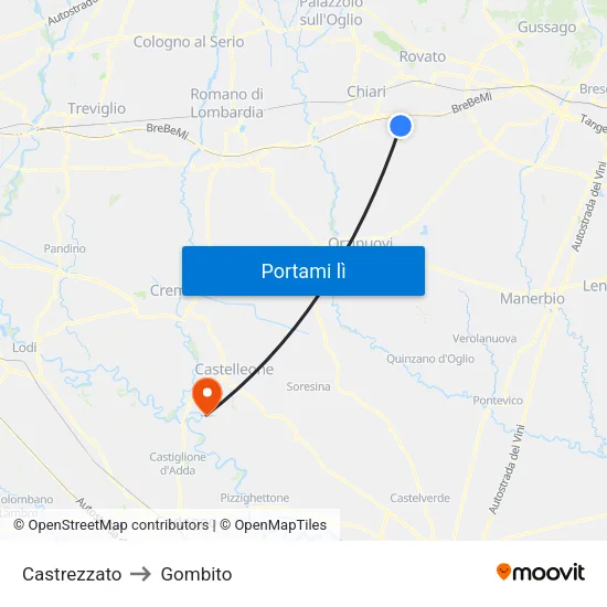 Castrezzato to Gombito map