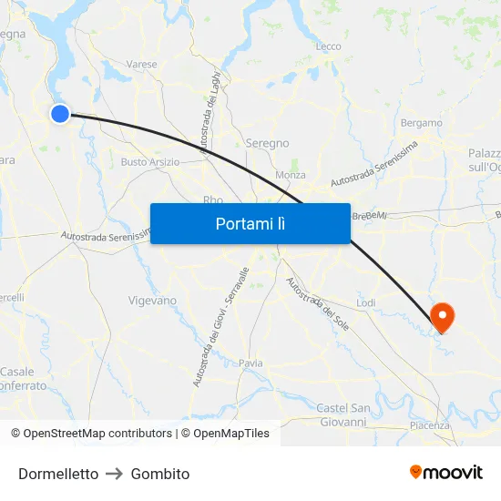 Dormelletto to Gombito map