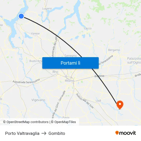Porto Valtravaglia to Gombito map