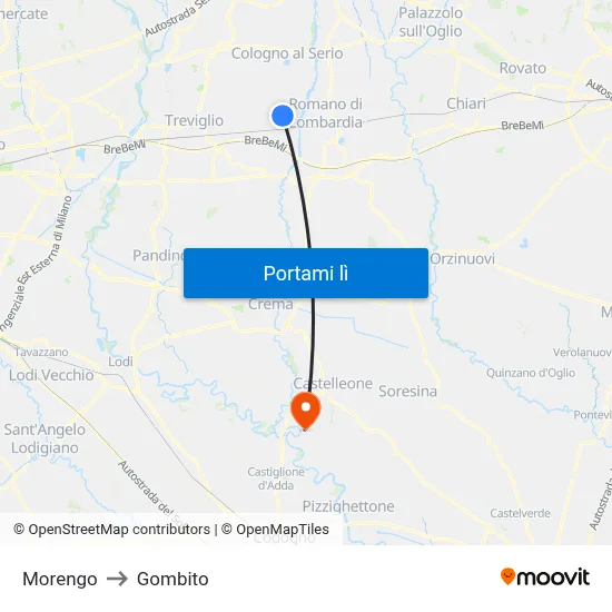 Morengo to Gombito map